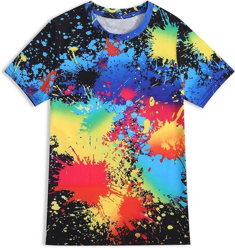 Boys Girls T-Shirts 3D Graphic Shirts Kids Neon Novelty Youth Short Sleeve Glow Tees Animal Print Tees in Kuwait