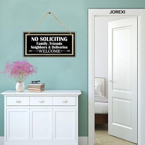 Welcome Sign for Front Door Decor, No Soliciting Sign, Family Friends and Neighbors Welcome Hanging Wood Sign Plaque in Saudi Arabia