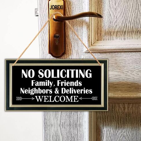 Welcome Sign for Front Door Decor, No Soliciting Sign, Family Friends and Neighbors Welcome Hanging Wood Sign Plaque in Saudi Arabia