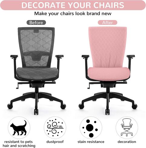 Office Computer Chair Seat Cover, Desk Chair Seat Covers Stretchable, Chair Cover for Office (Pink) in Saudi Arabia