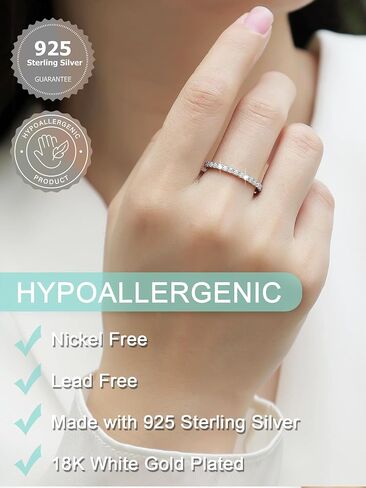 0.5/1.2/0.7 Carat Moissanite Ring Sterling Silver with 18K White Gold Plated Shiny Lab Create Diamond Band Promise Rings for Wedding Engagement Gifts for Women in Saudi Arabia