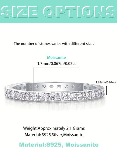0.5/1.2/0.7 Carat Moissanite Ring Sterling Silver with 18K White Gold Plated Shiny Lab Create Diamond Band Promise Rings for Wedding Engagement Gifts for Women in Saudi Arabia