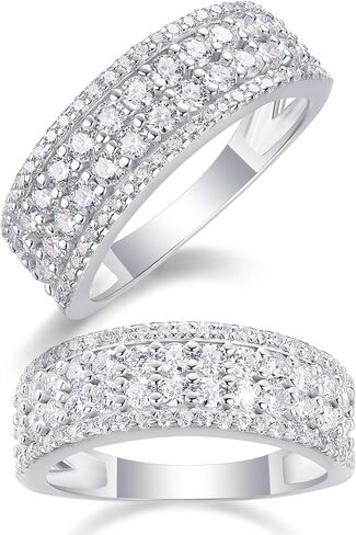 0.5/1.2/0.7 قيراط خاتم Moissanite الفضة الاسترليني مع الذهب الأبيض 18K مطلي باللون المختبر اللامع إنشاء حلقات وعد الفرقة الماس لالتقاط الزفاف للنساء in Saudi Arabia