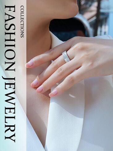 0.5/1.2/0.7 قيراط خاتم Moissanite الفضة الاسترليني مع الذهب الأبيض 18K مطلي باللون المختبر اللامع إنشاء حلقات وعد الفرقة الماس لالتقاط الزفاف للنساء in Saudi Arabia