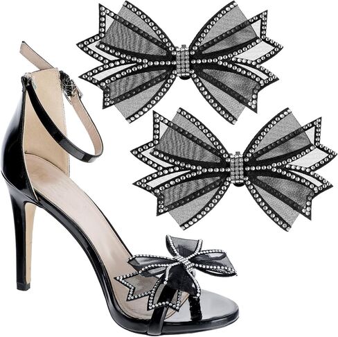 2 Pcs Shoe Clips for Women Dress Shoes, Removable Rhinestone Bow Shoe Clip Mesh Bow High Heel Shoe Clips Wedding Party Shoe Buckle Heels Clothing Accessories for Women Girls Bridal Prom Decor in Saudi Arabia