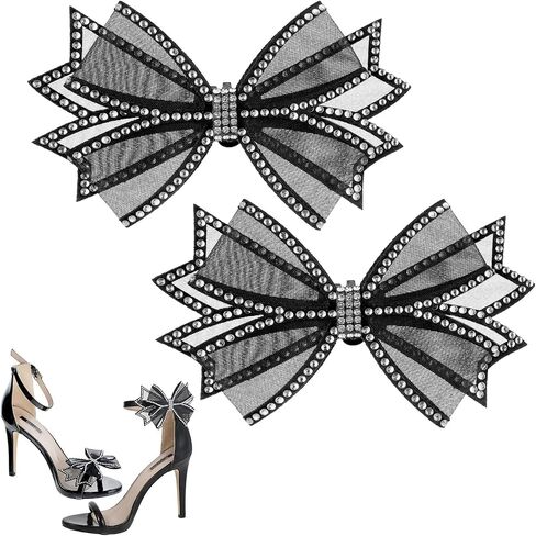 2 Pcs Shoe Clips for Women Dress Shoes, Removable Rhinestone Bow Shoe Clip Mesh Bow High Heel Shoe Clips Wedding Party Shoe Buckle Heels Clothing Accessories for Women Girls Bridal Prom Decor in Saudi Arabia