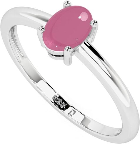 Natural Pink Tourmaline Stackable Ring for Women in Sterling Silver, October Birthstone Handcrafted Jewelry Gifts for Her (Prong-Set)(Round, Oval, Pear) in Saudi Arabia