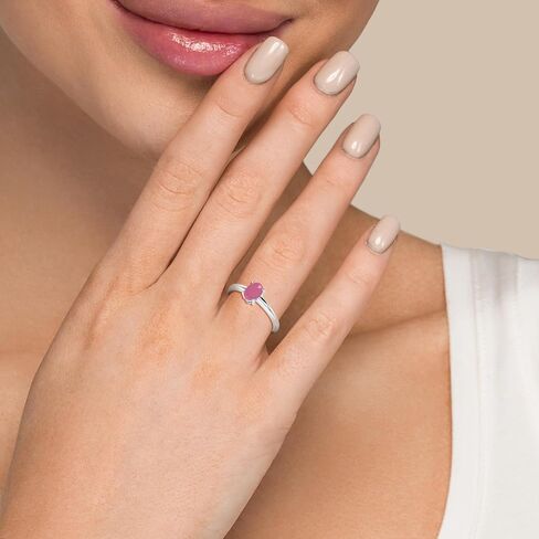 Natural Pink Tourmaline Stackable Ring for Women in Sterling Silver, October Birthstone Handcrafted Jewelry Gifts for Her (Prong-Set)(Round, Oval, Pear) in Saudi Arabia