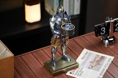 Medieval Armored Warrior Big Candlestick Holder Resin Tealight Holder Warrior Decorative Bookends Desktop Small Container for Key, Safety Pins, Crafts, Metal Clips 15.12 Inch (Blue) in Saudi Arabia