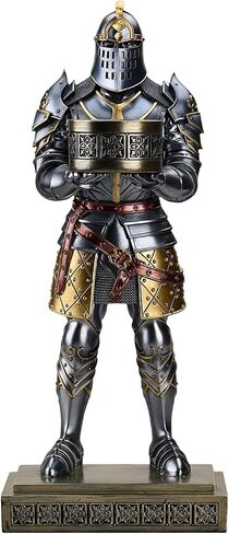 Medieval Armored Warrior Big Candlestick Holder Resin Tealight Holder Warrior Decorative Bookends Desktop Small Container for Key, Safety Pins, Crafts, Metal Clips 15.12 Inch (Blue) in Saudi Arabia