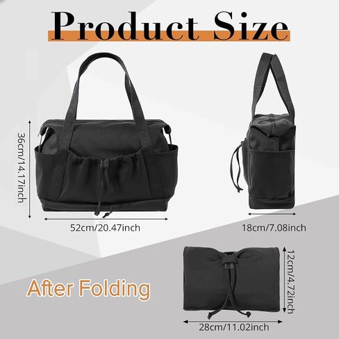 Vomgomfom 33L Soft Neoprene Tote With Zipper, Foldable Shoulder Bag With Trolley Sleeve, Women Overnight Travel Bag in Saudi Arabia
