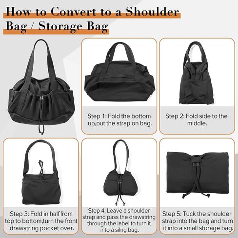 Vomgomfom 33L Soft Neoprene Tote With Zipper, Foldable Shoulder Bag With Trolley Sleeve, Women Overnight Travel Bag in Saudi Arabia