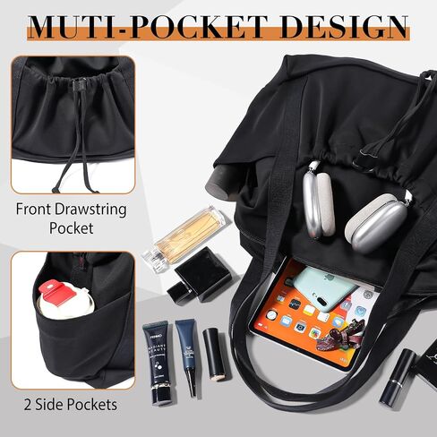 Vomgomfom 33L Soft Neoprene Tote With Zipper, Foldable Shoulder Bag With Trolley Sleeve, Women Overnight Travel Bag in Saudi Arabia