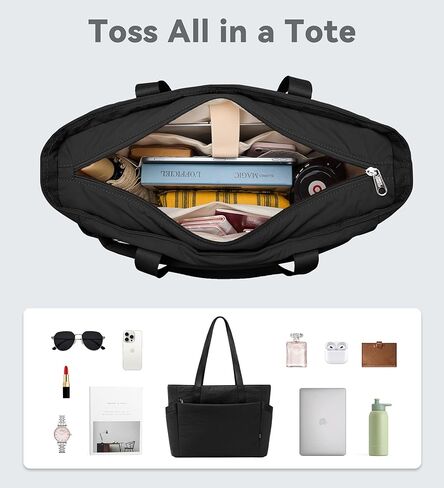 KALIDI Large Tote Bag for Women with Zipper, Quilted tote bag with Compartments,Laptop Casual Handbag Oversize Shoulder Bag in Kuwait