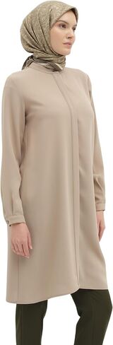 Women's Modest Long Tunic with Mandarin Collar – Luxury, Hijab-Friendly, Elegant Islamic Clothing in Saudi Arabia