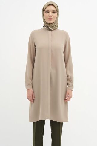 Women's Modest Long Tunic with Mandarin Collar – Luxury, Hijab-Friendly, Elegant Islamic Clothing in Saudi Arabia