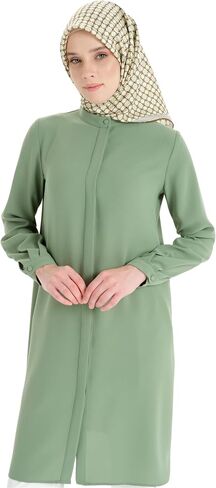 Women's Modest Long Tunic with Mandarin Collar – Luxury, Hijab-Friendly, Elegant Islamic Clothing in Saudi Arabia