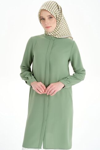Women's Modest Long Tunic with Mandarin Collar – Luxury, Hijab-Friendly, Elegant Islamic Clothing in Saudi Arabia
