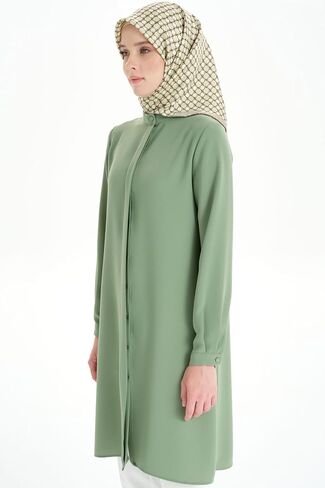 Women's Modest Long Tunic with Mandarin Collar – Luxury, Hijab-Friendly, Elegant Islamic Clothing in Saudi Arabia