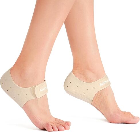 Plantar Fasciitis Gel Heel Protectors - Bukihome Heel Cups for Women Men Heels Spur Pain Relief - Heel Inserts Pads for Achilles Tendinitis Dry Cracked Heel Support Cushion,Men 5-8|Women 4.5-9 (Beige) in Saudi Arabia
