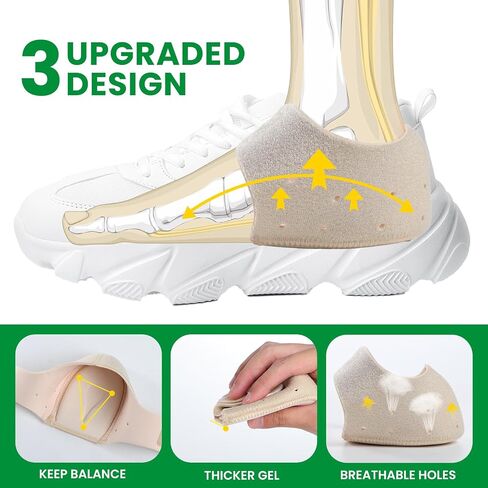 Plantar Fasciitis Gel Heel Protectors - Bukihome Heel Cups for Women Men Heels Spur Pain Relief - Heel Inserts Pads for Achilles Tendinitis Dry Cracked Heel Support Cushion,Men 5-8|Women 4.5-9 (Beige) in Saudi Arabia