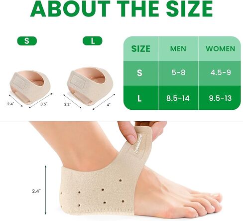 Plantar Fasciitis Gel Heel Protectors - Bukihome Heel Cups for Women Men Heels Spur Pain Relief - Heel Inserts Pads for Achilles Tendinitis Dry Cracked Heel Support Cushion,Men 5-8|Women 4.5-9 (Beige) in Saudi Arabia