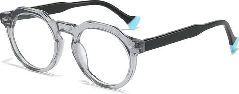 Retro Round Acetate Glasses Frame for Men Women Vintage Optical Eyeglasses Eyewear Transparent Clear Thick Frame in Saudi Arabia