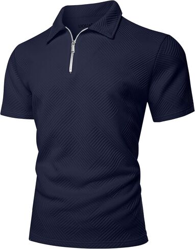 Uoua Men Zipper Polo قمصان قصيرة الأكمام من البلوزات in Saudi Arabia
