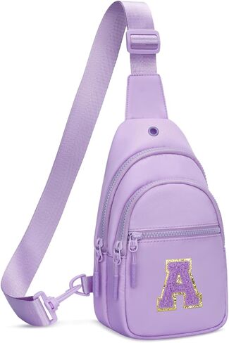 Small Initial Sling Crossbody Bags for Girls Women Fanny Pack Chest Bag Purse Personalized Birthday Gift - Purple - A in Saudi Arabia