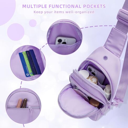 Small Initial Sling Crossbody Bags for Girls Women Fanny Pack Chest Bag Purse Personalized Birthday Gift - Purple - A in Saudi Arabia
