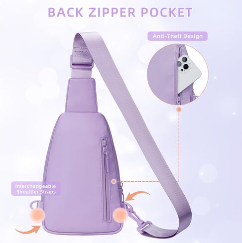 Small Initial Sling Crossbody Bags for Girls Women Fanny Pack Chest Bag Purse Personalized Birthday Gift - Purple - A in Saudi Arabia