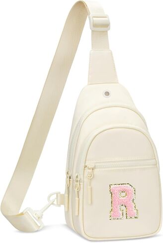 Small Initial Sling Crossbody Bags for Girls Women Fanny Pack Chest Bag Purse Personalized Birthday Gift - Purple - A in Saudi Arabia