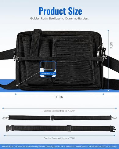 Nurse Fanny Pack for Women - Double-Stitched Design, 7 Pockets Nursing Fanny Pack for Nurses, Convertible Waist/Shoulder Bag, Water-Resistant - Ideal for Nurses, Caregivers, DIY (Black) in Saudi Arabia