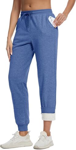 MAGCOMSEN Women's Sherpa Lined Sweatpants Winter Warm Fleece Pants Insulated Thermal Athletic Joggers with Pockets in Saudi Arabia