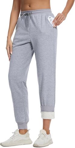 MAGCOMSEN Women's Sherpa Lined Sweatpants Winter Warm Fleece Pants Insulated Thermal Athletic Joggers with Pockets in Saudi Arabia