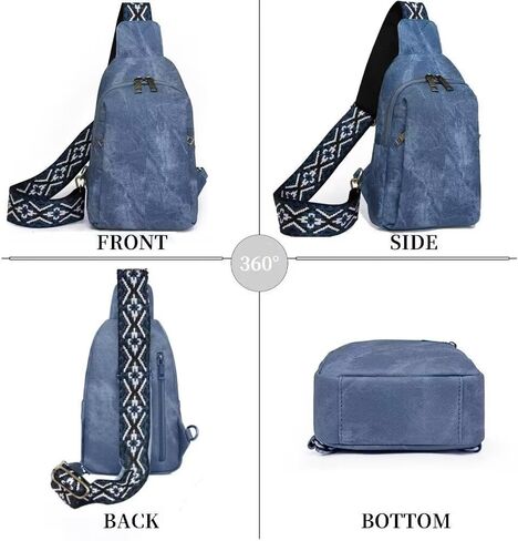 Sling Bag for Women Crossbody Purse Vegan Leather Crossbody Bags Fanny Pack Purse Backpack Over Shoulder Bag with Adjustable Guitar Strap for Travel, Brown in Saudi Arabia