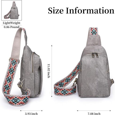 Sling Bag for Women Crossbody Purse Vegan Leather Crossbody Bags Fanny Pack Purse Backpack Over Shoulder Bag with Adjustable Guitar Strap for Travel, Brown in Saudi Arabia