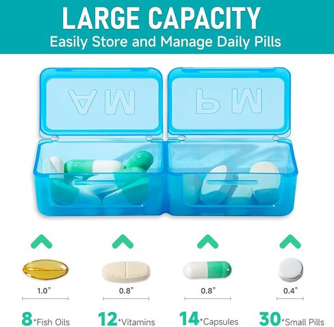 Monthly Pill Organizer 3 Times a Day - Portable Pill Box with Weekly Travel Bag - Large Capacity 30 Day Pill Case with Pill Cutter & Labels for Easy Medication Management (Mattle Black) in Saudi Arabia