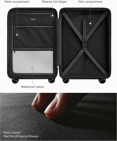 LUGGEX Carry On Luggage with Spinner Wheels - 20 inch Hardshell Suitcases - Accelerate Access with DiHook, Handy Pouch, TSA lock, Black in Saudi Arabia