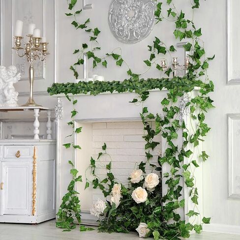 Artificial Ivy Garland, Fake Vines Green Leaves Fake Plants Hanging Vines Plant Greenery Garland for Bedroom Wedding Party Garden Wall Room Decor (8) in Saudi Arabia