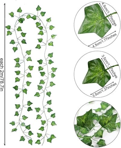 Artificial Ivy Garland, Fake Vines Green Leaves Fake Plants Hanging Vines Plant Greenery Garland for Bedroom Wedding Party Garden Wall Room Decor (8) in Saudi Arabia