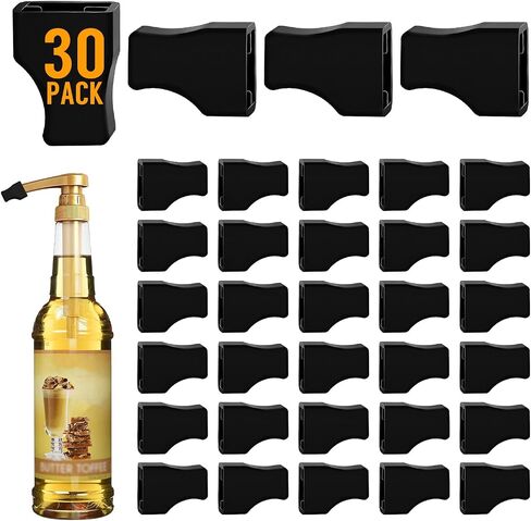 30 Pack Coffee Syrup Pump Tip Covers - Black Rubber Pourer Cap for Syrup Pump, Sugar, Condiments, Olive Oil, Liquor Bottle, Long Lotion Pumps in Kuwait