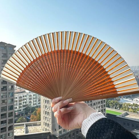 Hand Held Fan for Women Japanese Vintage Bamboo Silk Elegant for Dance Music Festival Wedding Church Decoration Party (Blackred) in Saudi Arabia