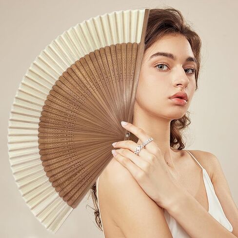 Hand Held Fan for Women Japanese Vintage Bamboo Silk Elegant for Dance Music Festival Wedding Church Decoration Party (Blackred) in Saudi Arabia