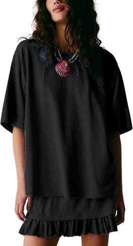 Esmeling Women Summer 2 Piece Skirt Sets Round Neck Short Sleeve Outfits Casual Tops and Pleated Skirts Sets in Kuwait