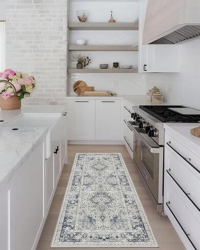 Freyja 2.5x7 Hallway Runner Brug Non Slip ، Farmhouse Kitchen Runner ، رقيقة من السجاد العداء مع المطاط ، مدخل عداء سجادة سجادة غرفة نوم (بيج) in Kuwait