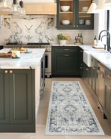 Freyja 2.5x7 Hallway Runner Brug Non Slip ، Farmhouse Kitchen Runner ، رقيقة من السجاد العداء مع المطاط ، مدخل عداء سجادة سجادة غرفة نوم (بيج) in Kuwait