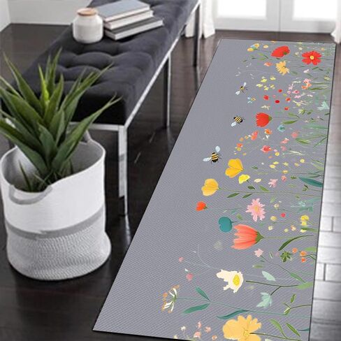 Laundry Room Rug Runner 17"X51" Kitchen Mat Washable Entryway Rugs Soft Non Slip Laundry Carpets Comfort Standing Desk Mats with Rubber Backing Flower Kitchen Runner Rug in Saudi Arabia