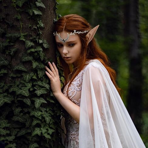 FRESHME Elf Ears with Headpiece - 2 Pairs Fairy Elven Ears and Vintage Moon Head Chain Set in Saudi Arabia