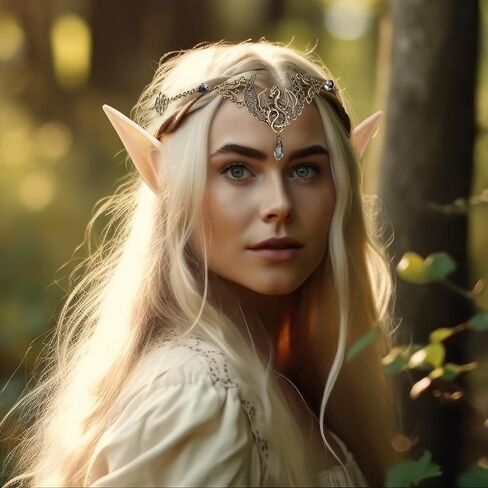 FRESHME Elf Ears with Headpiece - 2 Pairs Fairy Elven Ears and Vintage Moon Head Chain Set in Saudi Arabia